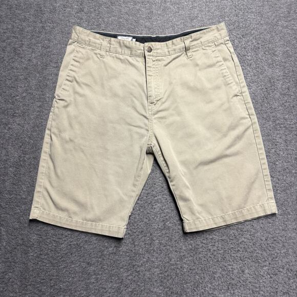 Volcom Chino Shorts Men's 34 Khaki 10" Inseam Skater Grunge - Picture 1 of 9
